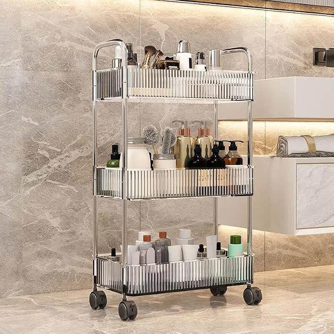 Sooyee Clear 3-Tier Plastic Rolling Utility Cart - Image 7