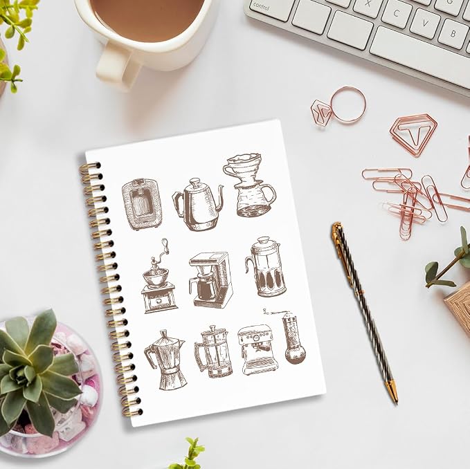 Vintage Coffee Spiral Notebook, Coffees Themed Journal Notebook, Coffee Lovers - Image 2