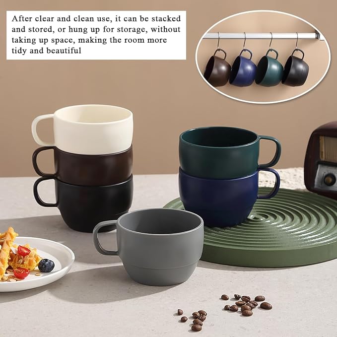 Coffee Mugs Set of 6, Coffee Cups 12oz, Durable Light Weight Plastic Mugs - Image 6