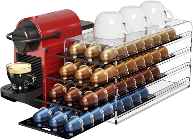 Acrylic Coffee Pod Holder for Nespresso OriginalLine Capsules, 4 Tier Organizer by LifeMoreasy