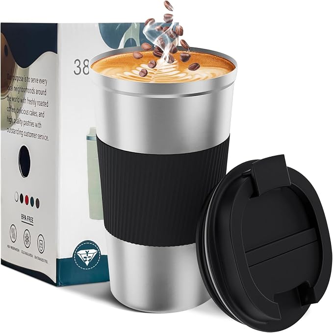 YINBAOGE Insulated Travel Coffee Mug, Spill & Leak Proof, Portable To Go by YINBAOGE