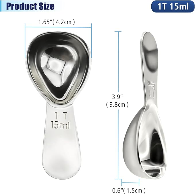 2Pcs 15ml Coffee Scoop 1 tablespoon, 304 Stainless Steel Measuring Coffee Scoop - Image 2