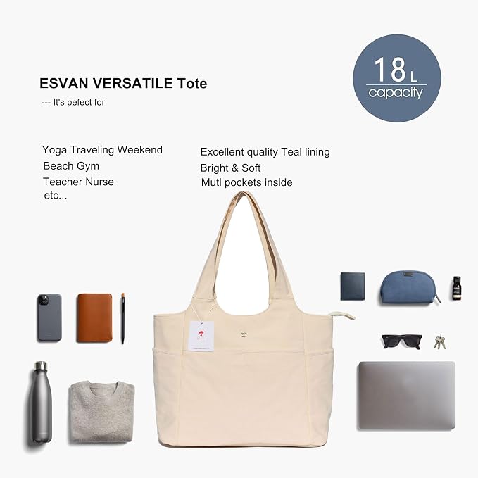 ESVAN Yoga Tote Bag Mat bag Women Shoulder Bags Carryall Tote - Image 4
