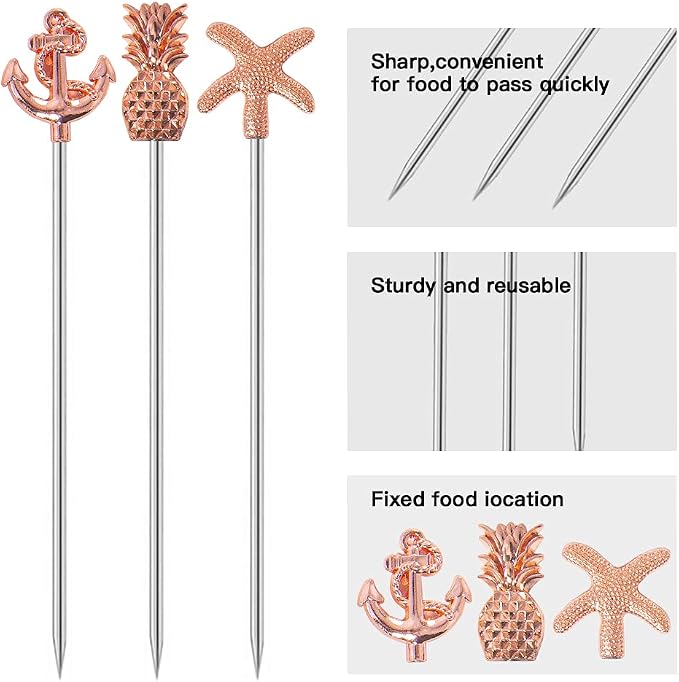 Martini Cocktail Picks Reusable Olive Picks Garnish Skewer Fruit Toothpicks Set - Image 3