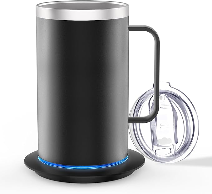 DEQIANG Coffee Mug Warmer with Mug, 17oz Self-Heating Coffee Mug, Stainless by DEQIANG