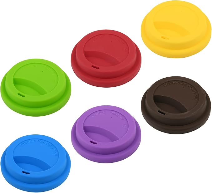 COSMOS Pack of 6 Anti-Dust Spill Proof Soft Silicone Replacement Coffee Mug by CheetahTALK