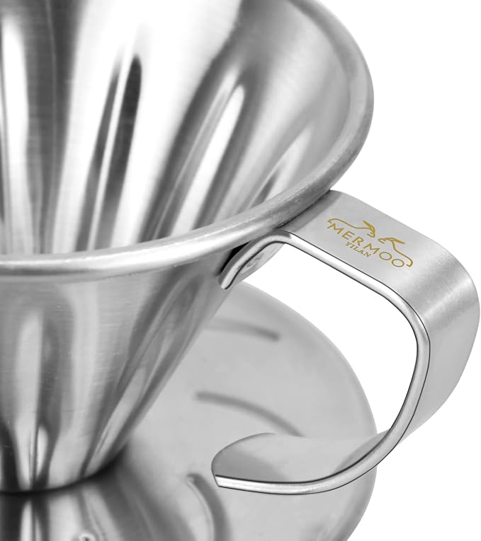 MERMOO YILAN Pour Over Coffee Dripper Durable Metal Filter Holder Large Hole - Image 4