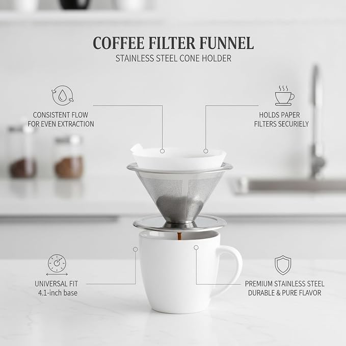 Stainless Steel Coffee Filter Funnel - Image 4