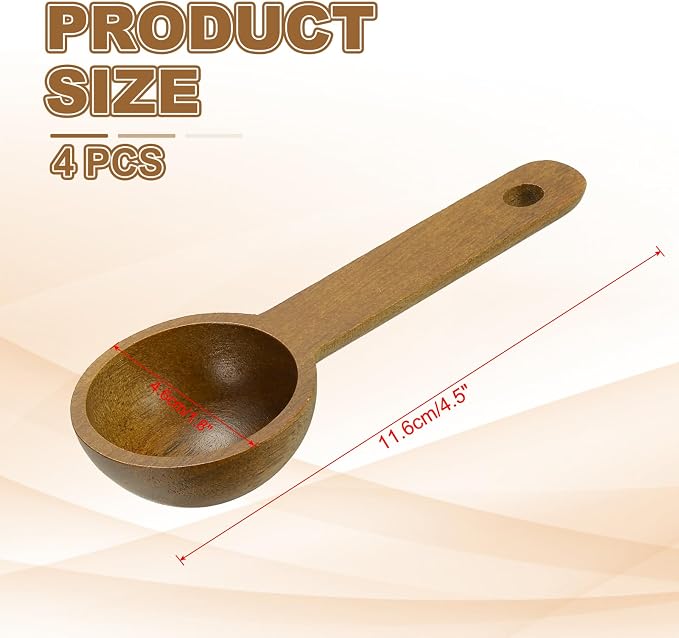 uxcell 4pcs Coffee Spoons, 15ml Wooden Table Spoons Tea Measure Scoops - Image 2