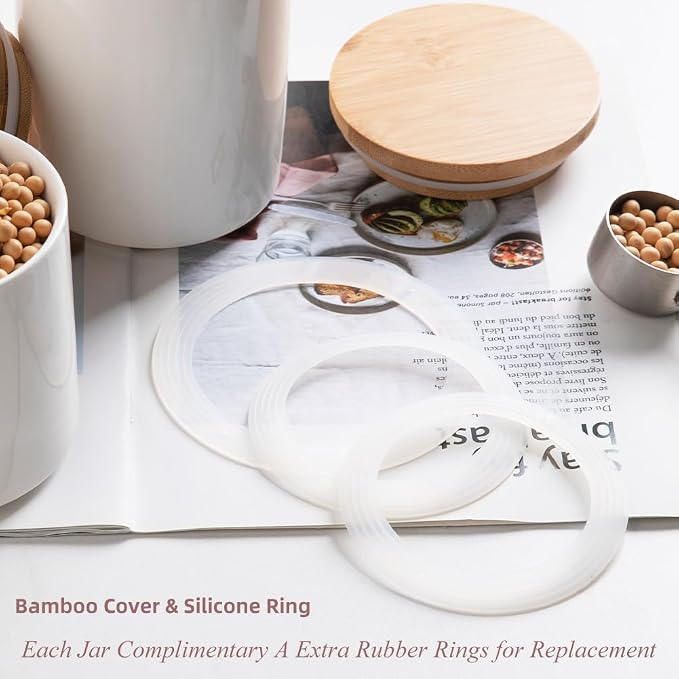 Sweejar Ceramic canisters for kitchen counter, Stackable Food Containers Set - Image 5