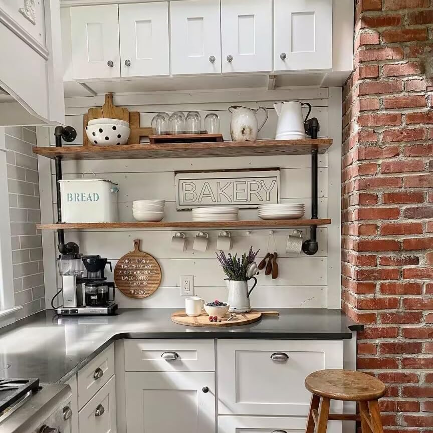Pipe Shelves Industrial Pipe Shelving Shelves Real Wood Industrial Floating Pipe Shelves with Wood Planks 48 inch Wall Shelves Rustic Hanging Bookshelf Farmhouse Kitchen Bar Shelving