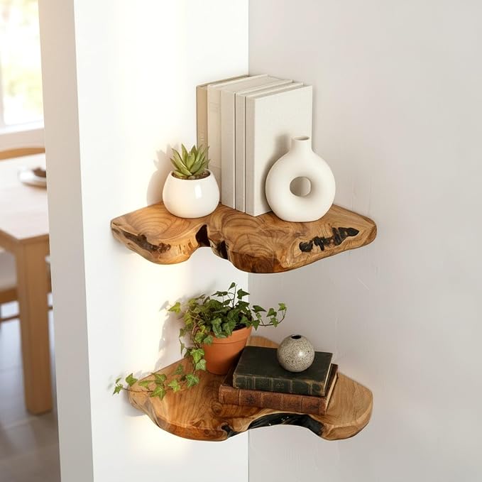 WELLAND Floating Corner Shelf Set of 2 Wall Mounted, 10.86 x 11.5 Inches - Image 5