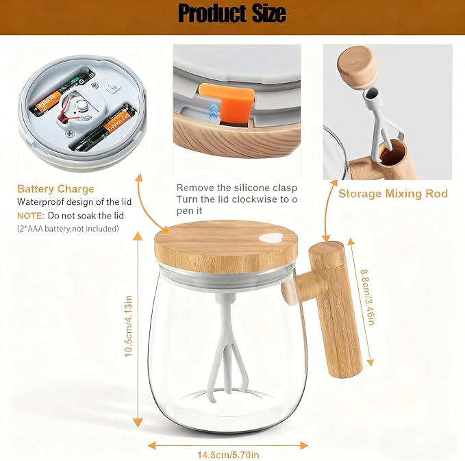 Automatic Stirring Mug, Glass Self Stirring Cup - Image 3