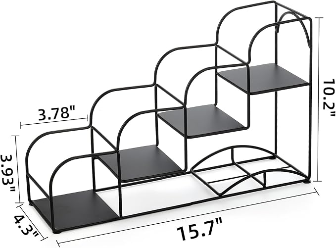 Noamus 4-Tier Syrup Bottle Holder, Iron 4 Compartment Bottle Organizer Rack - Image 3