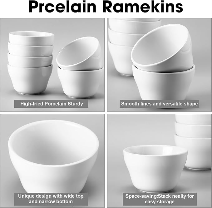 Suclain 36 Pack Porcelain Bowls Set Porcelain Bouillon Cups Small Dessert Bowls - Image 3