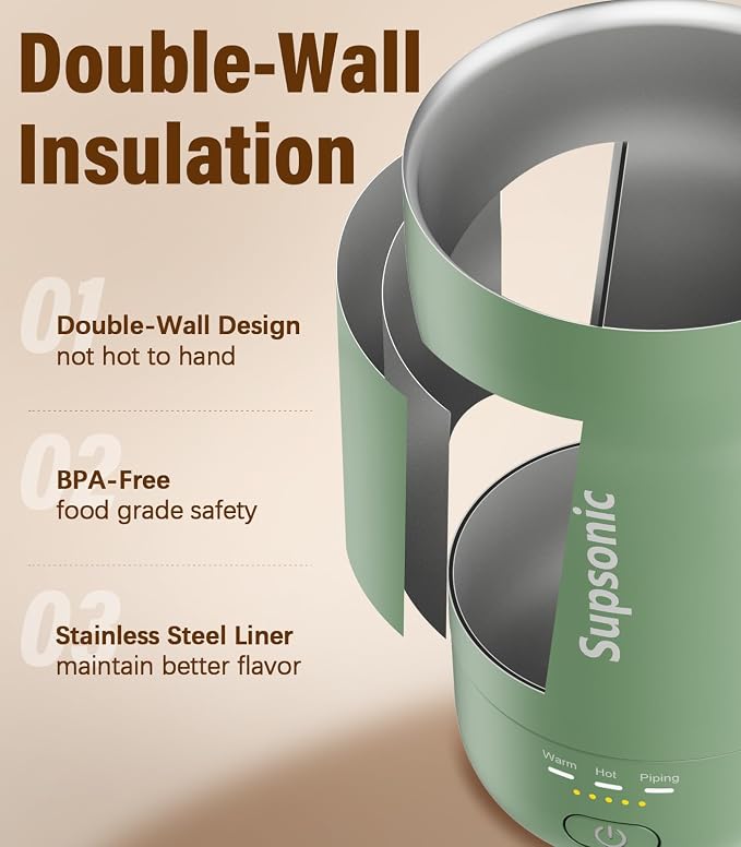 Supsonic - 14oz Heated Coffee Mug, Self-Heating Travel Mug - Image 6