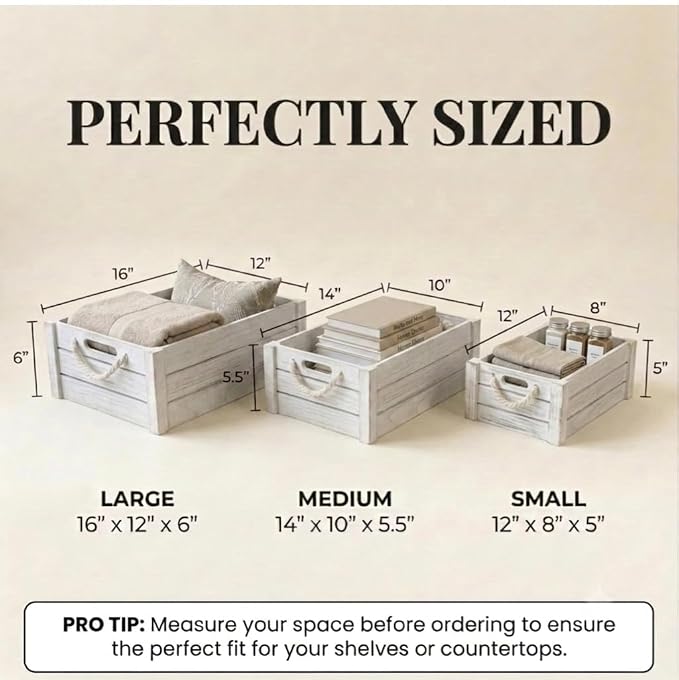 Set of 3 Rustic Nested Wooden Crates - Image 2