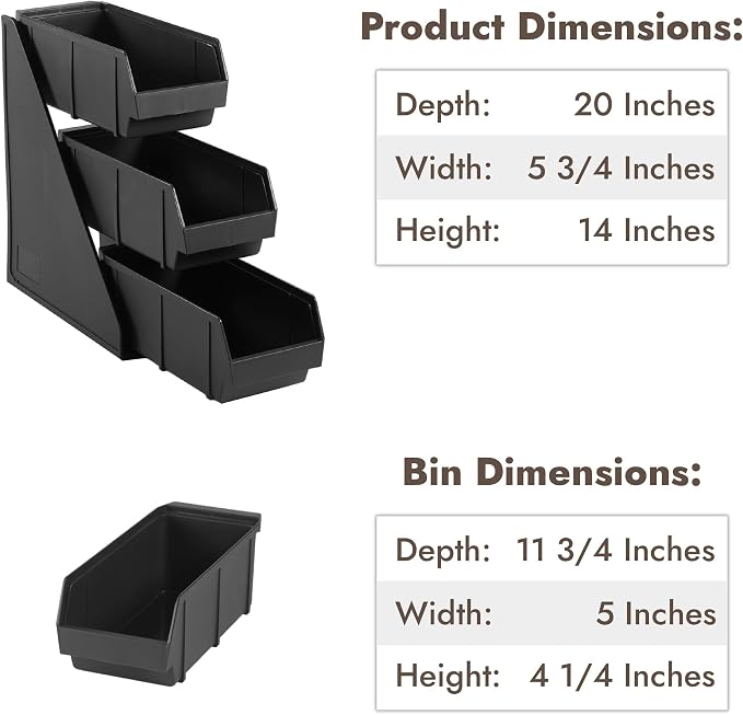 Black Self Serve Condiment Bin Stand Set, Removable Condiment Organizer - Image 3