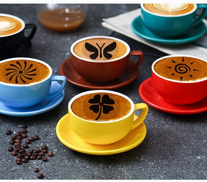 36 Coffee Stencils+2 Mesh Powder Shakers, Cake Baking Templates Coffee Art - Image 3