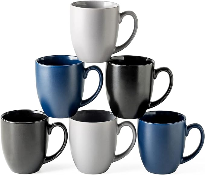 AmorArc 16oz Coffee Mugs Set of 6, Large Ceramic Coffee Mugs by AmorArc