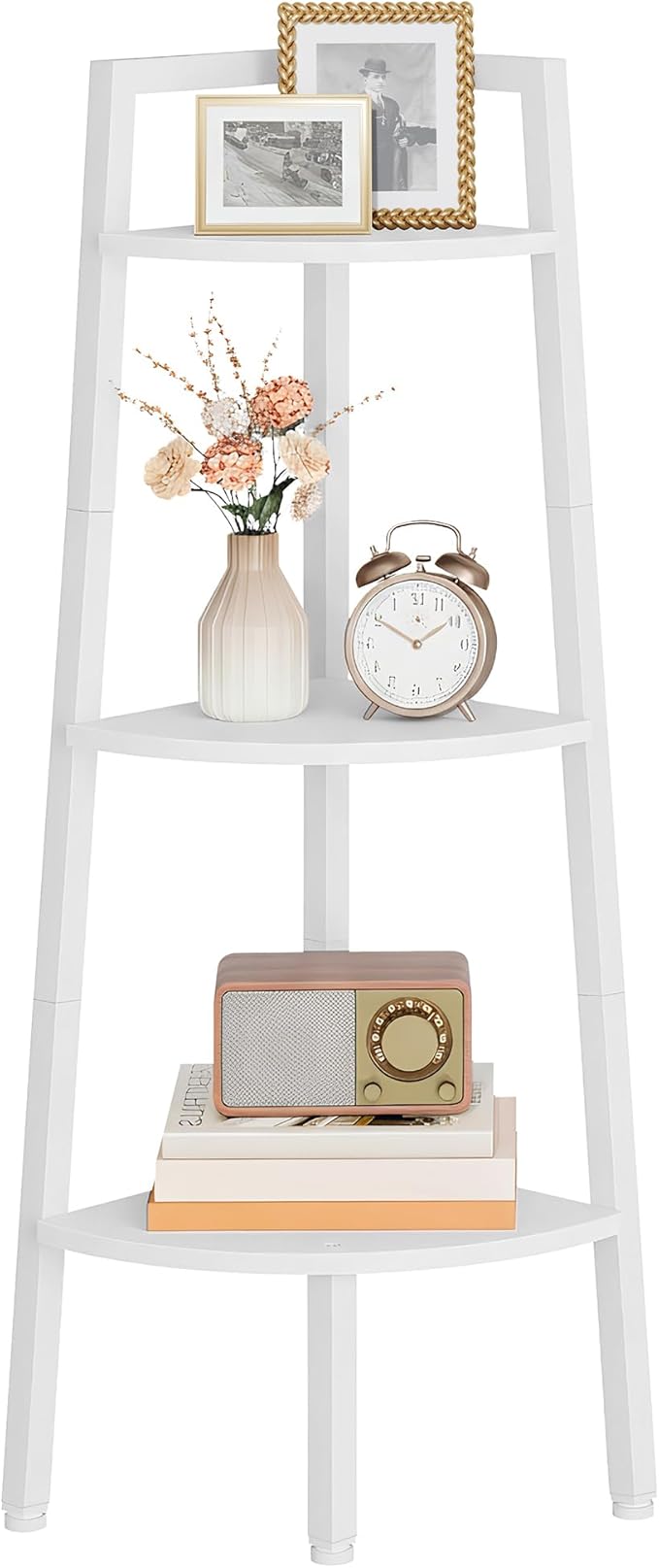 Hoctieon Corner Shelf, 3-Tier 40" Tall Corner Bookshelf, Rustic Ladder Shelf - Image 3