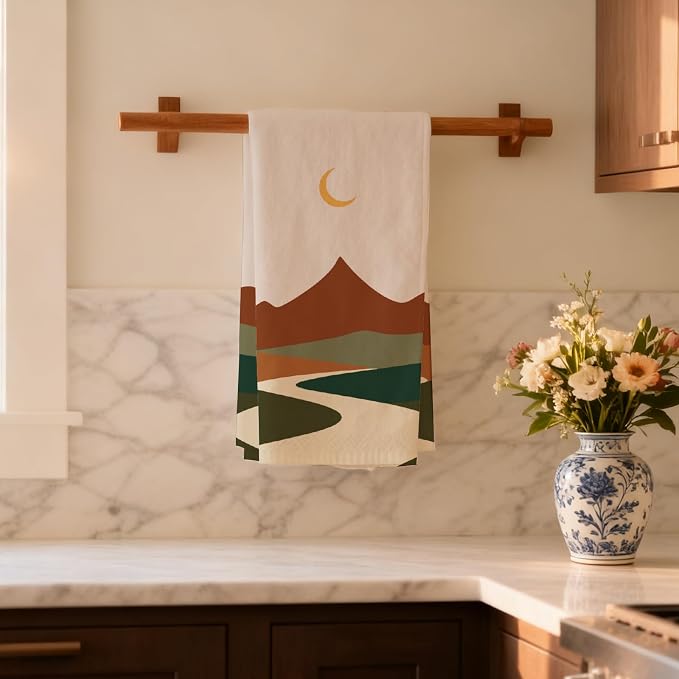 CUTHOLLOW Abstract Mountains and River Decorative Kitchen Towels Set of 4 - Image 7
