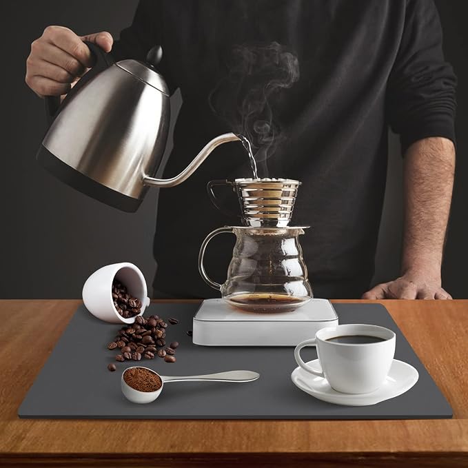 ZLR Coffee Bar Mat for Keurig & Nespresso, Dark Gray | Absorbent Dish Drying Mat - Image 5