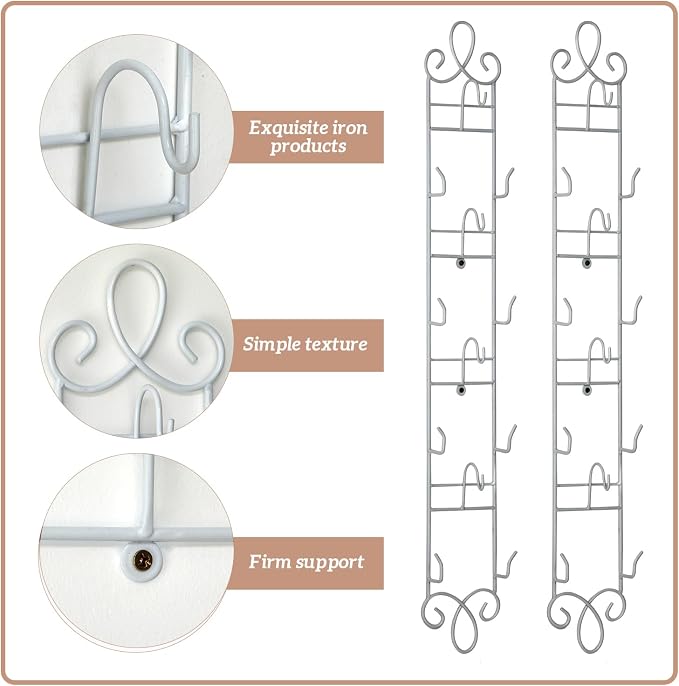 Blulu 4 Pcs Wall Mounted Tea Cup & Saucer Display Rack, 4-tier Metal Mug Holder - Image 5