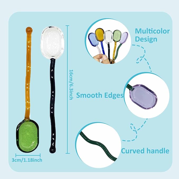 5 Pieces Coffee Spoons, Glass Coffee Stirring Spoon, Espresso Stirring Spoon - Image 6