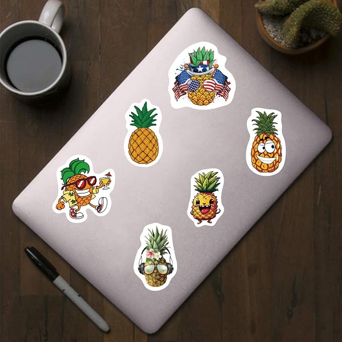 500Pcs Pineapple Stickers, Cute Cartoon 1 Inch Labels - Image 4