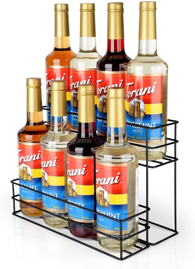 kimilus 8 Bottle Capacity Coffee Syrup Organizer 2 Tier Coffee Syrup Stand Shelf by kimilus