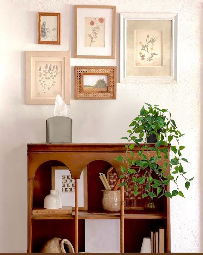 2 Pack Fake Hanging Plants for Shelf in Back Pot, Small Artificial Hanging Ivy - Image 5