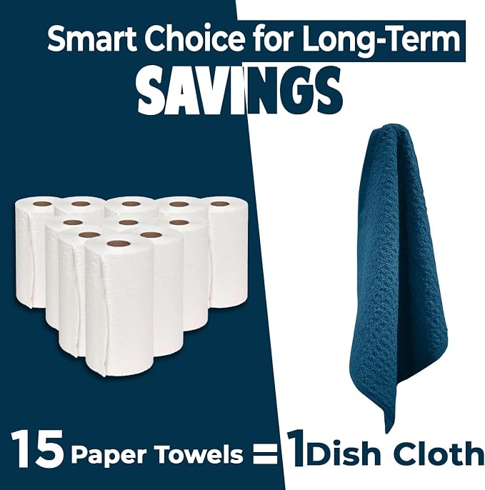 DAN RIVER Premium Dish Cloth 100% Cotton 12 X 12 Inches |Pack of 8|-Ultra Soft - Image 5