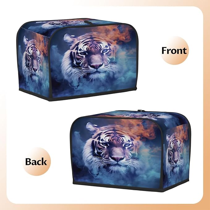 Watercolor Tiger Smoke Toaster Cover 2 Slice Wide Slot Washable Appliance - Image 3