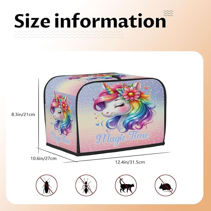 Unicorn Rainbow Animal Toaster Cover 4 Slice Wide Slot Washable Appliance - Image 5