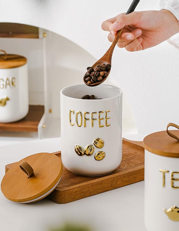 Ceramics Coffee Canisters with Airtight Lids, Simple Style Coffee Bean Storage - Image 7