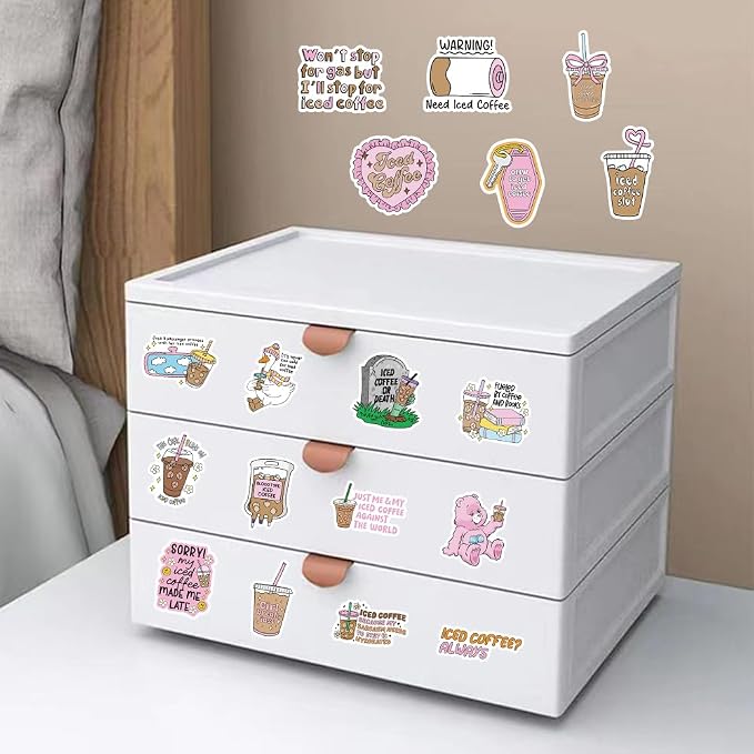 110Pcs Funny Coffee Stickers, Waterproof Vinyl Stickers - Image 2