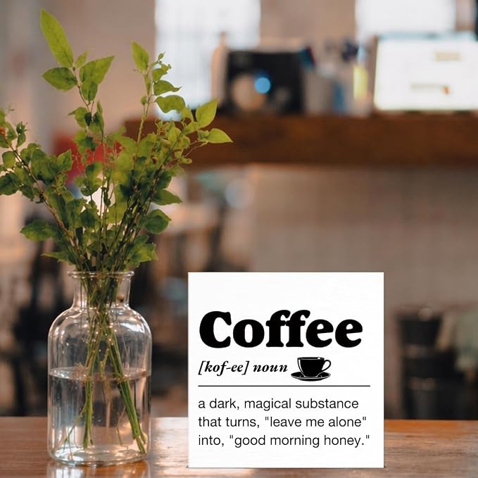 Coffee Bar Decor, Farmhouse Cafe Wooden Sign, Coffee Definition Cafe Sign - Image 5