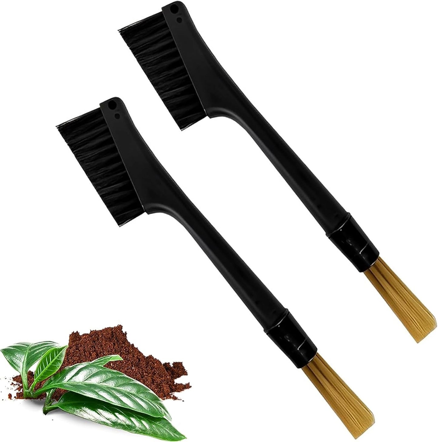 Coffee Machine Cleaning Brushes 2Pcs, Detachable Dusting Bar Espresso Coffee Machine Grinder Cleaning Brushes, Two Head Brushes for Bean Grain Coffee Tool Tabletop Barista Home Kitchen Dual Purpose