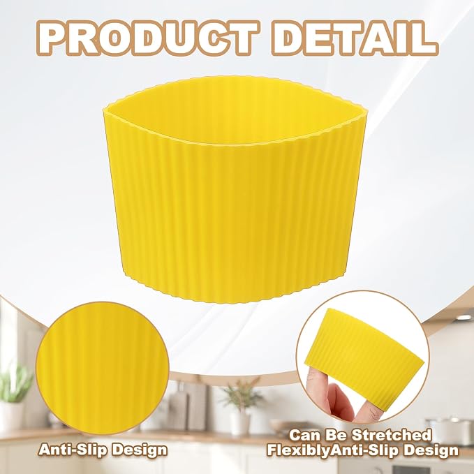 uxcell 6Pack Coffee Cup Sleeves, Reusable Silicone Heat Resistant Cup - Image 3