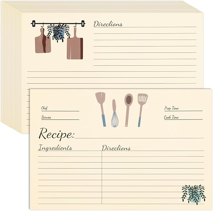 100 Pcs Recipe Cards 4x6, Double Sided Blank Cardstock Cards by Unknown