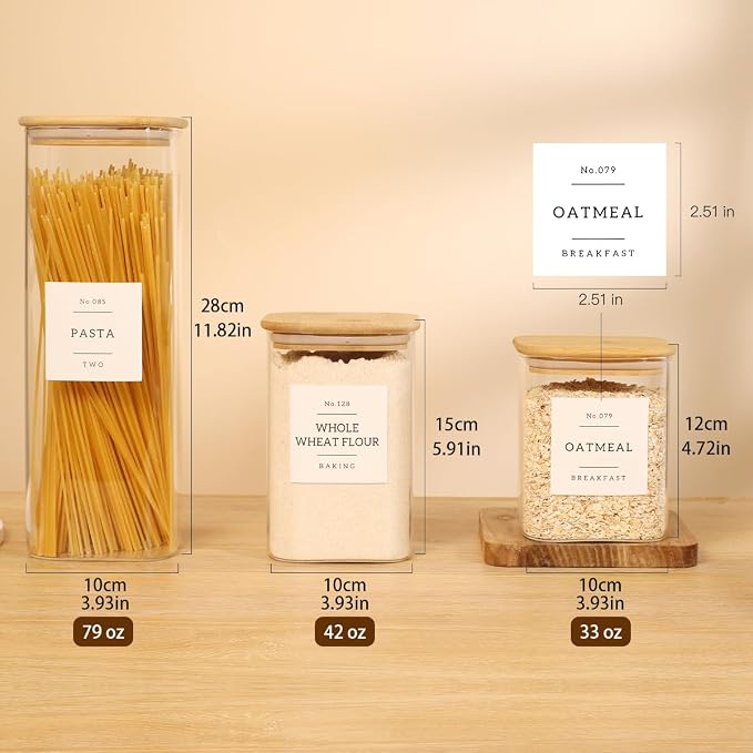 5 Pack Square Glass Pantry Storage Containers - Image 3