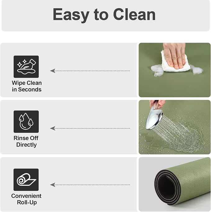 Ecotrim Absorbent Coffee Mat, Stain Hiding PU Leather Surface, Non-Slip Natural - Image 3