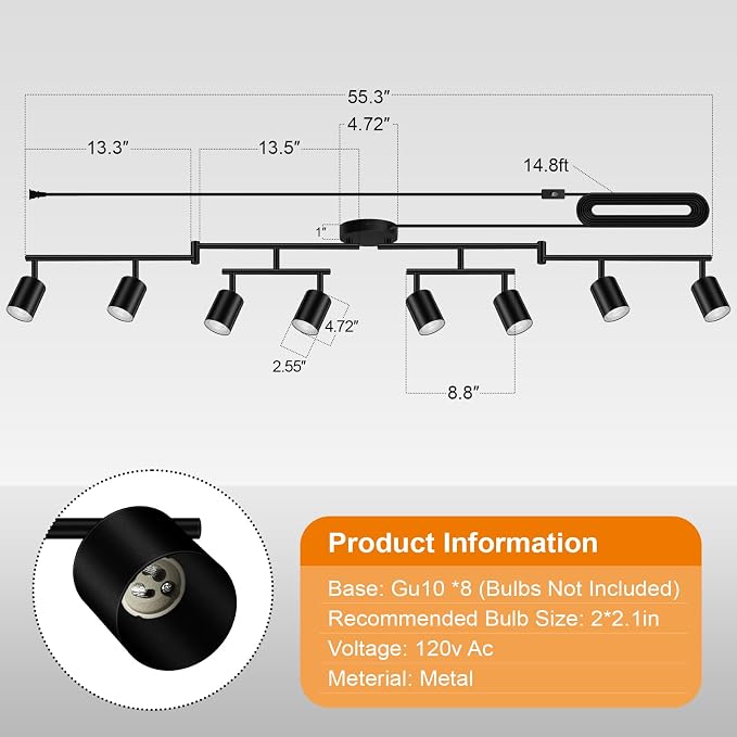 Plug in Track Lighting LED, Track Lighting Fixtures Ceiling, Plug in Wall Light - Image 4