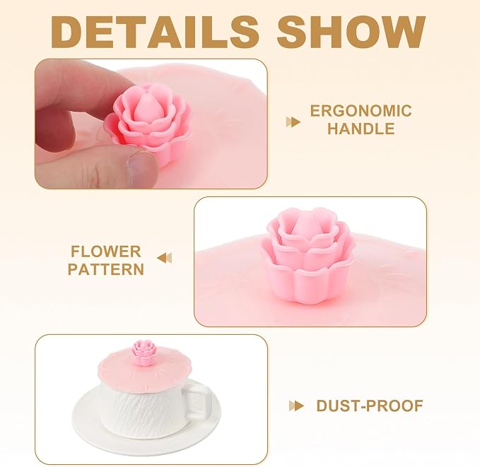 uxcell 3pcs Silicone Cup Lid, Universal Mug Covers - Image 3