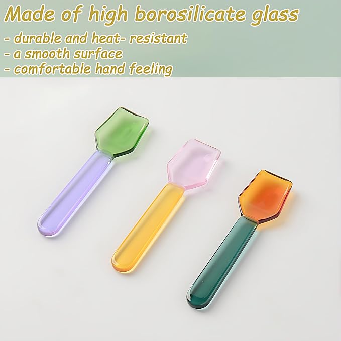 Coffee Spoon Glass Tasting Spoon 3.6 Inches Stirring Mixing Teaspoon Ice Cream - Image 3