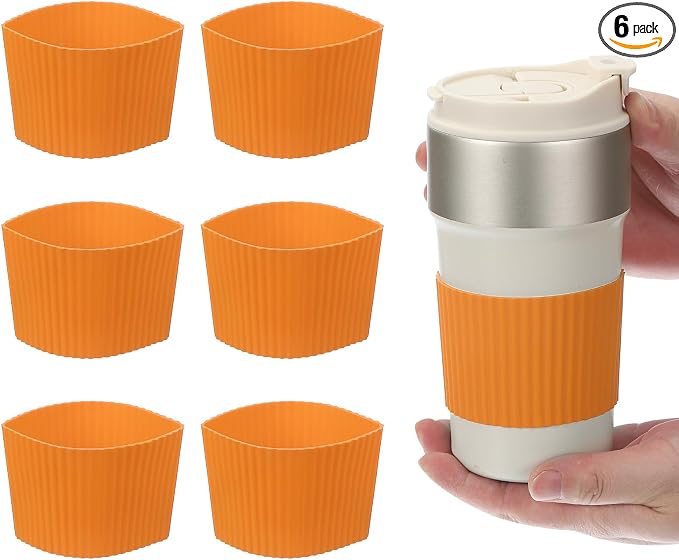 uxcell 6Pack Coffee Cup Sleeves, Reusable Silicone Heat Resistant Cup by uxcell