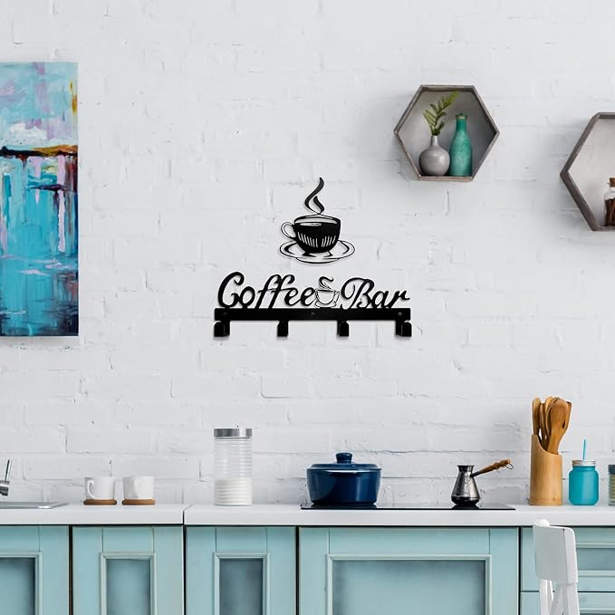 Hotop 2 Pieces Coffee Mug Holder Wall Mounted Metal Cup Rack Hanger - Image 4