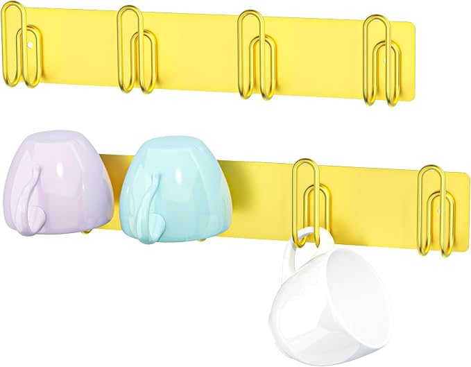 Mug Holder Wall Mounted, 2 Pack Coffee Cup Hooks, Metal Mug Rack by WelcometotheXILIMEN