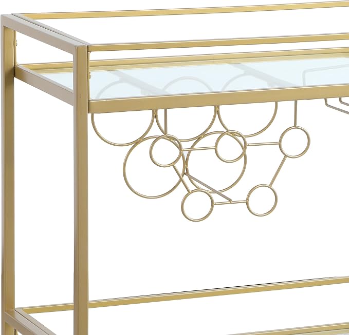 FirsTime & Co. Gold Francesca Bar Cart, 2 Tier Mobile Mini Bar, Kitchen Serving - Image 7